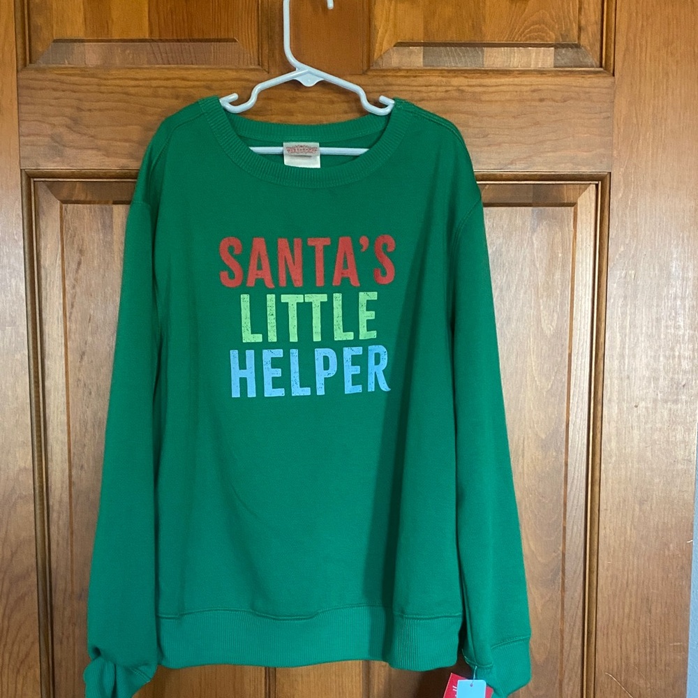 NWT Target Wondershop Christmas Santa’s Little Helper sweatshirt, L, 10-12.